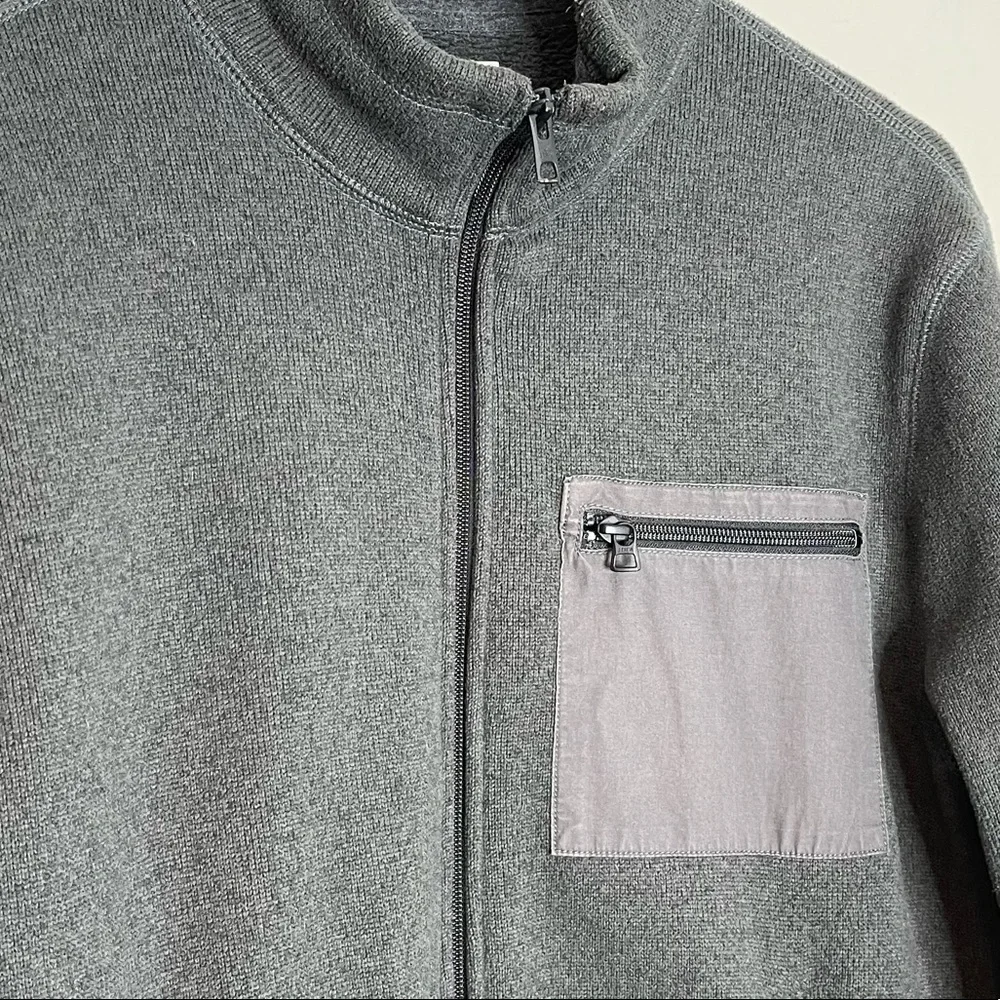 J. CREW Knitwear Men’s Summit Zip Up Sweater Track Jacket Size M Gray Athleisure